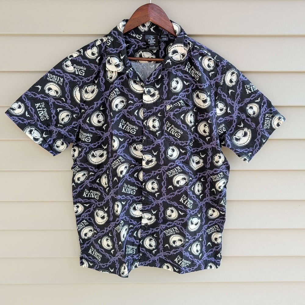 Mad Engine Nightmare Before Christmas Shirt Mens Large Black Jack Skellington